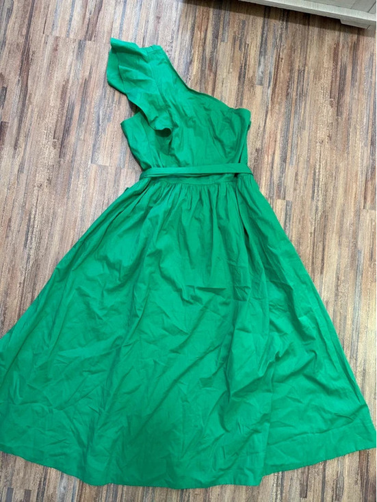 J. Crew Dresses & Skirts - j crew one shoulder midi dress green size 8 with pockets